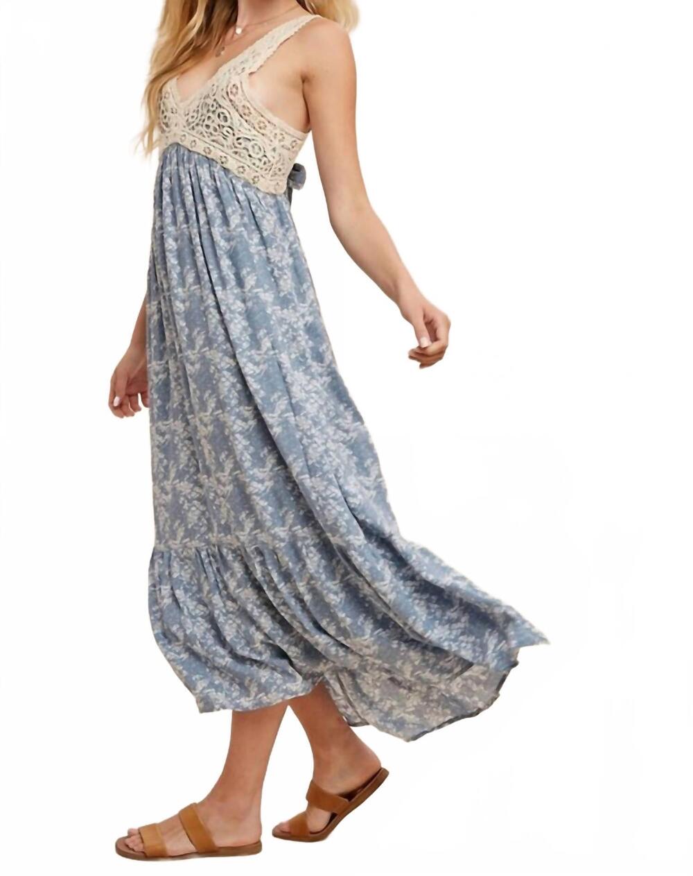 NEW IN-LOOM floral lapis dress in blue
